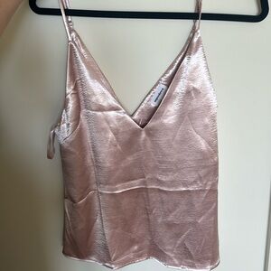 Super down pink v neck blouse. Adjustable straps